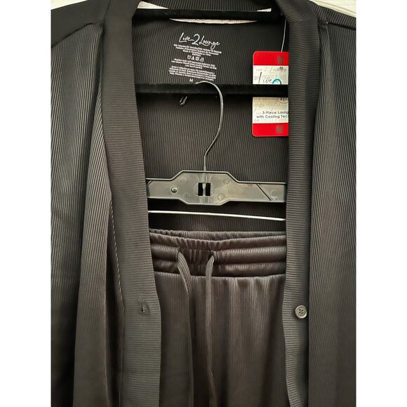 Live2Lounge 2-Piece Lounge Set (Cardigan & Pants) - Black, Size M - Picture 5 of 9